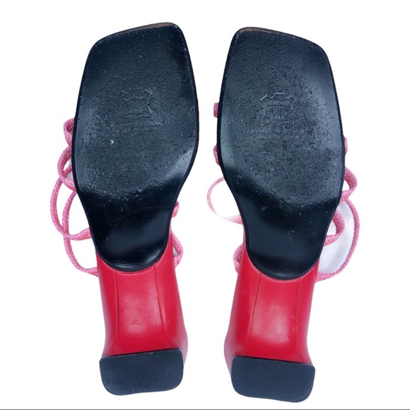 Stuart Weitzman Red Raffia Strappy Slides - Picture 9 of 11